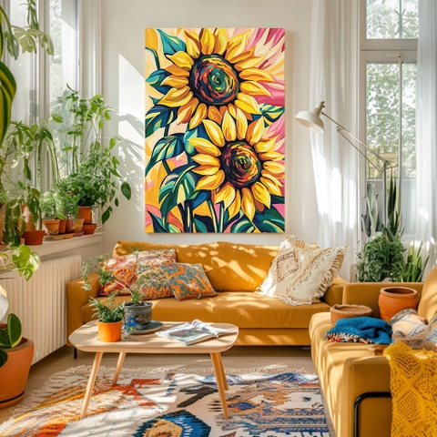 Tranh Hoa Hướng Dương Sắc Màu Rực Rỡ | HHD17