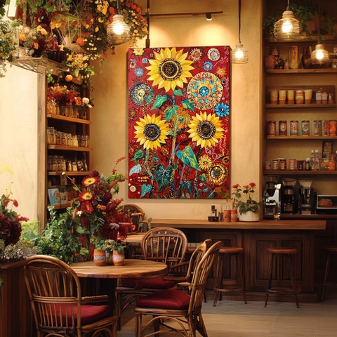 Tranh Hoa Hướng Dương Vườn Hoa Rực Lửa | HHD24