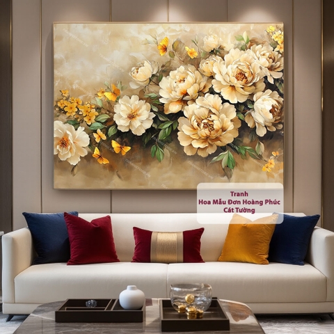 Tranh Hoa Mẫu Đơn 10 Bông - Hoàng Phúc Cát Tường | HMD18