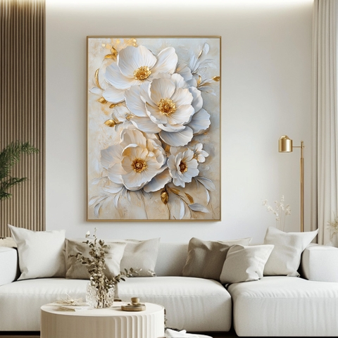 Tranh Hoa Mẫu Đơn Ngọc Diệp Kim Tâm | HMD12