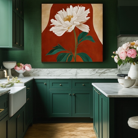 Tranh Mẫu Đơn Trắng Quý Phái | HMD25