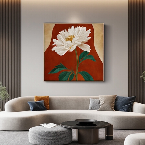 Tranh Mẫu Đơn Trắng Quý Phái | HMD25