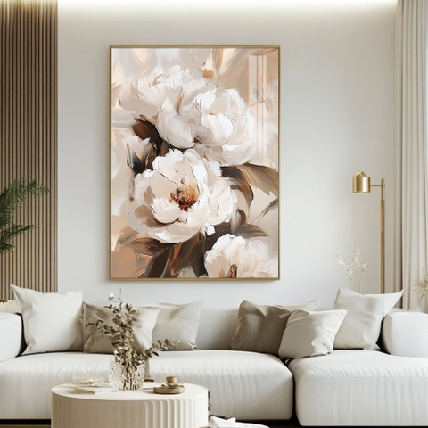 Tranh Hoa Mẫu Đơn Trắng Thanh Lịch | HMD14