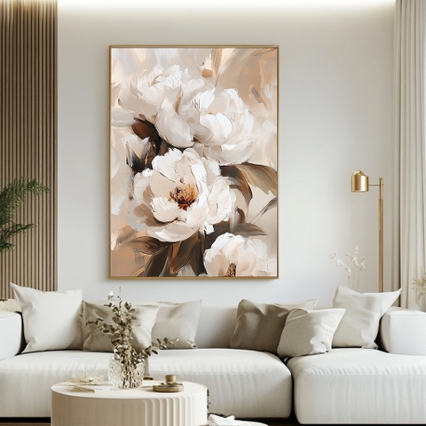 Tranh Hoa Mẫu Đơn Trắng Thanh Lịch | HMD14