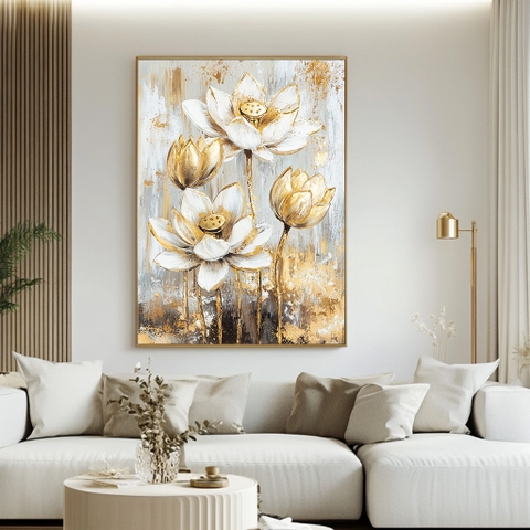 Tranh Hoa Sen Ngọc Liên Song Tử | HS23