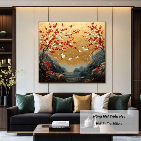 Tranh Hồng Mai Triều Hạc | HM17