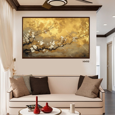 Tranh Mai Dáng Xuân Trên Nền Hoàng Kim | HM10