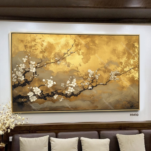 Tranh Mai Dáng Xuân Trên Nền Hoàng Kim | HM10