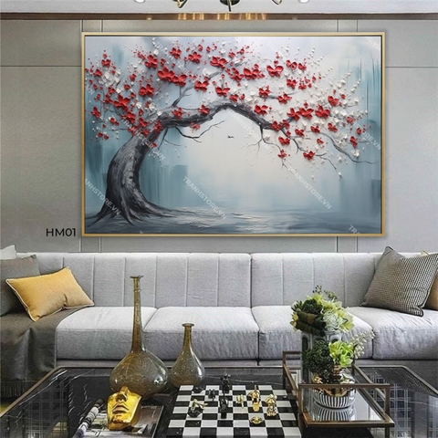 Tranh Mai Đỏ Đầu Đông | HM01