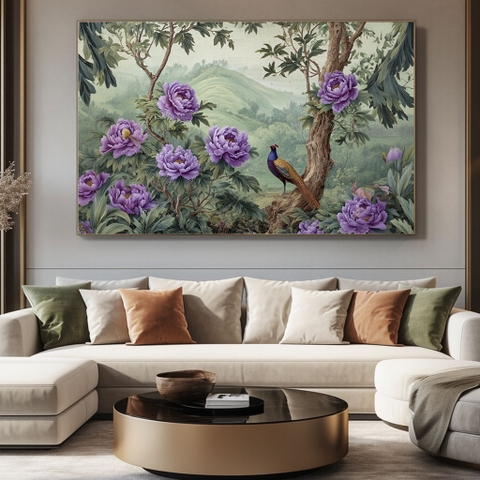 Tranh Mẫu Đơn Tím Sơn Cước | HMD36