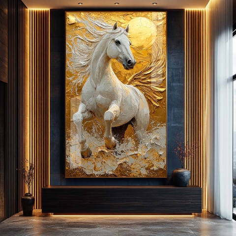 Tranh Ngựa Bạch Mã Nguyệt Viên | TN28