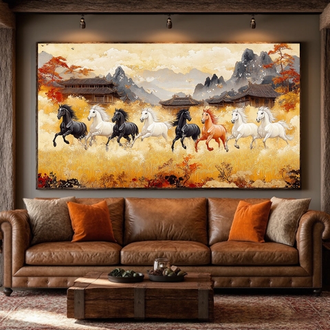 Tranh 8 Con Ngựa - Bát Mã Cổ Tự | TN19