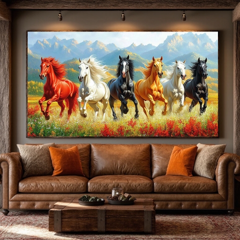 Tranh 6 Con Ngựa - Phi Trên Đồng Cỏ | -  Lục Mã Tranh Hùng TN18