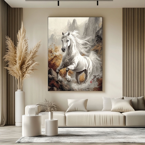 Tranh Ngựa Trắng Bạch Long | TN13