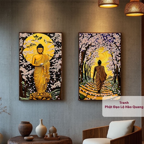 Bộ 2 Tranh Phật Đạo Lộ Hào Quang | PG116