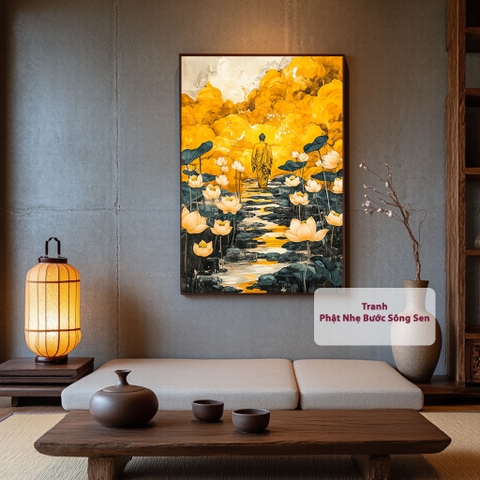 Tranh Phật Nhẹ Bước Sông Sen | PG108