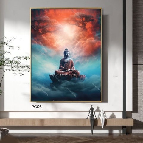Tranh Phật Thích Ca Thiền Định Giữa Thiên Địa | PG06
