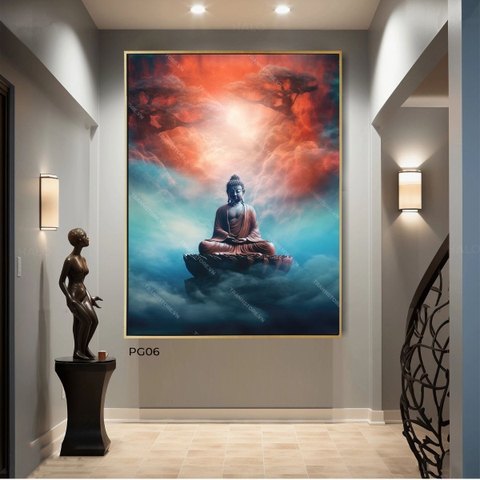 Tranh Phật Thích Ca Thiền Định Giữa Thiên Địa | PG06