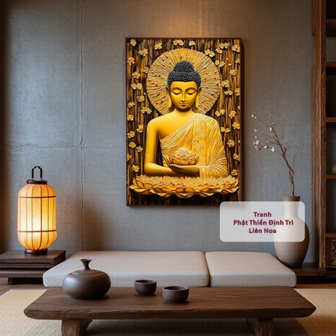 Tranh Phật Thiền Định Trì Liên Hoa | PG90