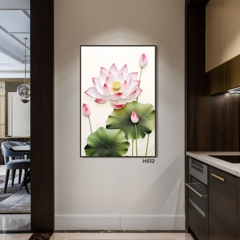 Tranh Sen Hồng Lục Diệp Khoe Sắc | HS12