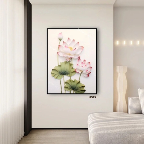 Tranh Sen Lá Xanh Chen Nhụy Vàng | HS13