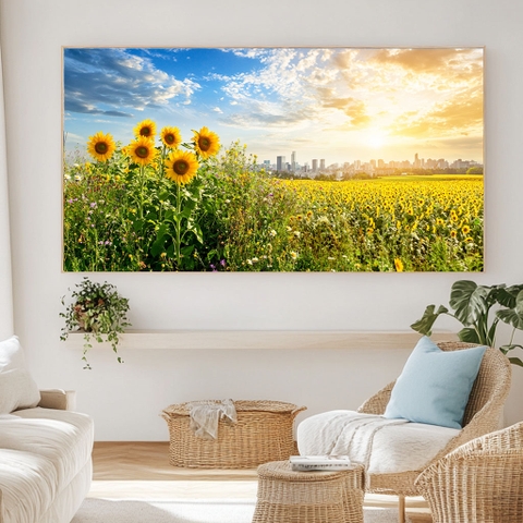 Tranh Thành Phố Và Đồng Hoa Hướng Dương | HHD32