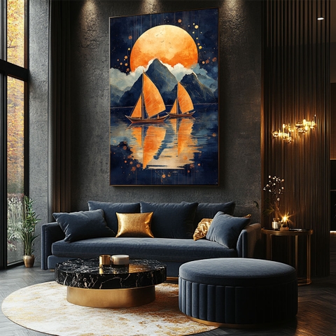 Tranh Thuyền Buồm Xuôi Gió & Cát Tường | PT10