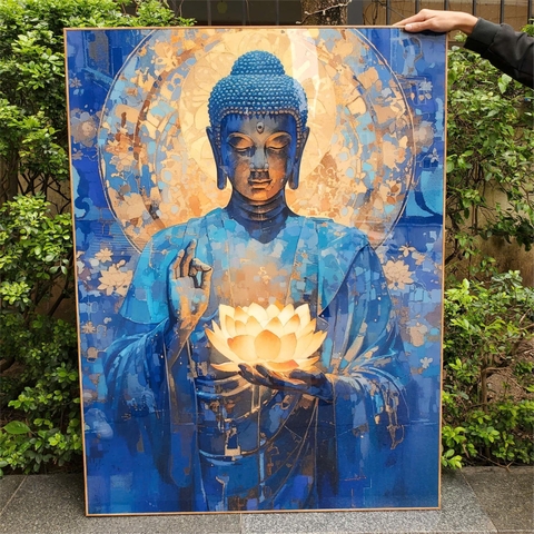 Tranh Đá Mosaic Đức Phật Giáo Hóa Nâng Liên Hoa | PG24