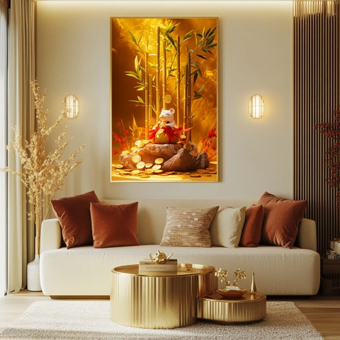 Tranh Phong Thủy Tuổi Tý - Chuột Ngọc Tài Lộc | TY01