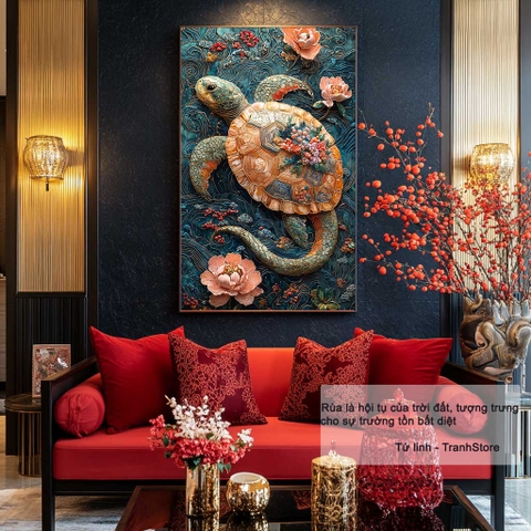 Bộ Tranh Tứ Linh Long Lân Quy Phụng Phong Cách Thêu | TL1