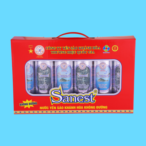 Nước yến sào Khánh Hòa Sanest không đường hộp quà tặng 6 lon 190ml