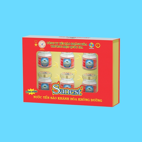 Nước yến sào Khánh Hòa Sanest không đường hộp 6 lọ 70ml Quà tặng