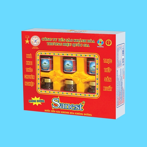 Nước yến sào Khánh Hòa Sanest không đường hộp 6 lọ 70ml