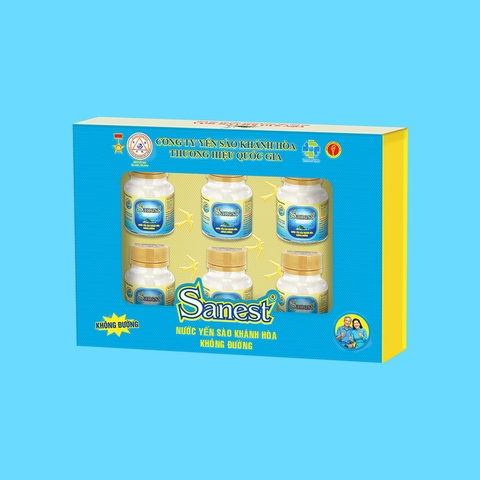 Nước yến sào Khánh Hòa Sanest không đường dành cho người cao tuổi hộp 6 lọ 70ml