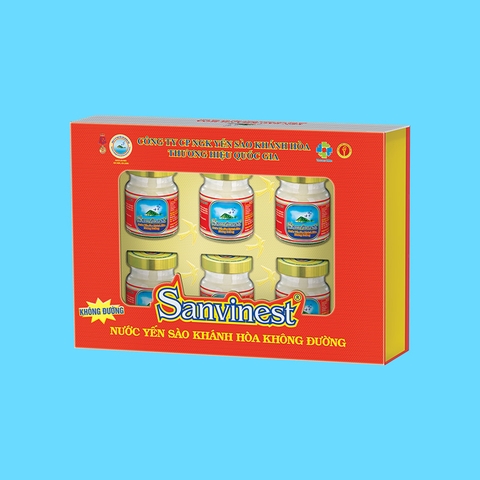 Nước yến sào Khánh Hòa Sanvinest không đường hộp 6 lọ 70ml