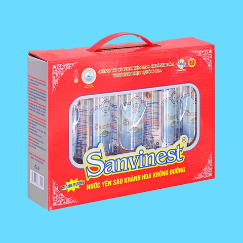 Nước yến sào Khánh Hòa Sanvinest không đường hộp quà tặng 5 lon 190ml