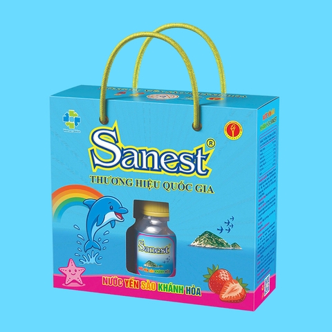 Nước yến sào Khánh Hòa Sanest vị dâu hộp 6 lọ 62 ml