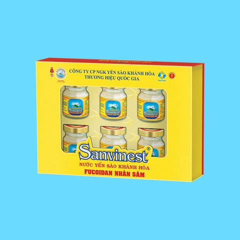 Nước yến sào Khánh Hòa Sanvinest Fucoidan nhân sâm hộp 6 lọ 70 ml