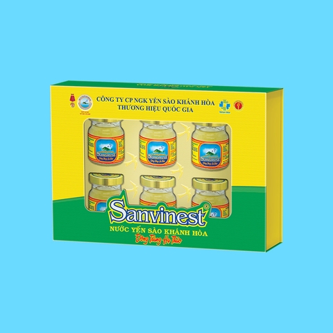 Nước yến sào Khánh Hòa Sanvinest Đông trùng Hạ thảo hộp 6 lọ 70 ml