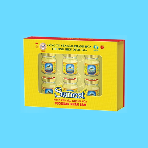 Nước yến sào Khánh Hòa Sanest Fucoidan nhân sâm hộp 6 lọ 70ml