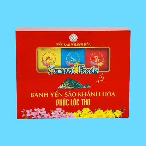 Bánh Yến sào Khánh Hòa Phúc Lộc Thọ hộp 5 bánh PLT + 1 hộp Cookie