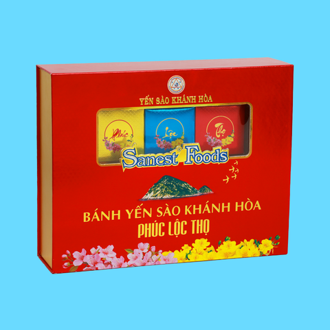 Bánh Yến sào Khánh Hòa Phúc Lộc Thọ hộp 5 bánh PLT + 1 hộp Cookie