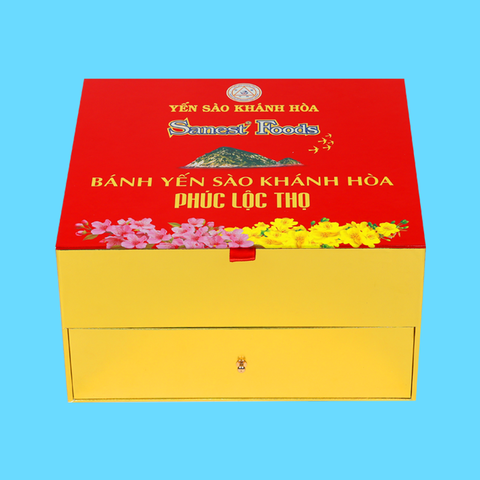 Bánh Yến sào Khánh Hòa Phúc Lộc Thọ hộp 9 bánh PLT + 1 hộp Cookie