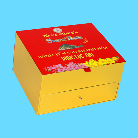 Bánh Yến sào Khánh Hòa Phúc Lộc Thọ hộp 9 bánh PLT + 1 hộp Cookie