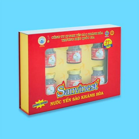 Nước yến sào Khánh Hòa Sanvinest không đường hộp 6 lọ 70ml