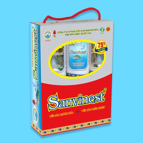 Nước yến sào Khánh Hòa Sanvinest không đường hộp 6 lon 190ml
