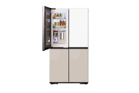 648 L Tủ Lạnh Bespoke 4 Cửa với Beverage Center™, màu Trắng Thạch Anh/ Nâu Be