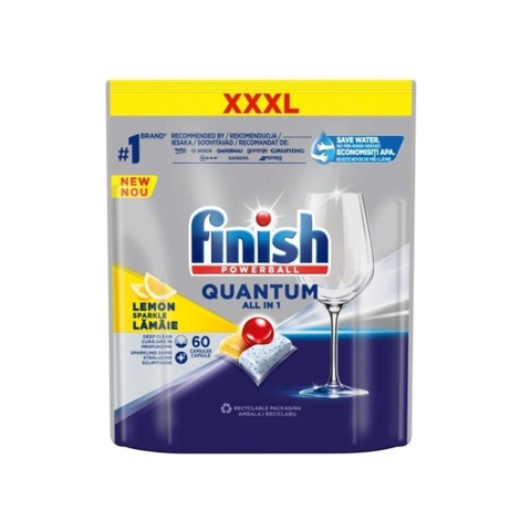 Viên rửa Finish Quantum All in 1 60 viên hương chanh