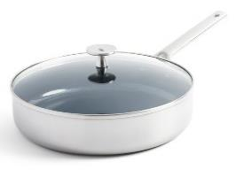 Chảo chống dính inox 304 phủ tinh thể kim cương cao cấp Blue Diamond 28cm có nắp kính