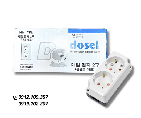 Ổ Cắm Điện Đế Nổi 2 Chấu Hàn Quốc Dosel DC1211 (Hộp 10 Cái)